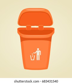 Vector trash bin isolated icon. Flat cartoon illustration