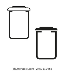 Iconos de papeleras de Vector. Ilustraciones de contenedores de residuos en blanco y negro. EPS