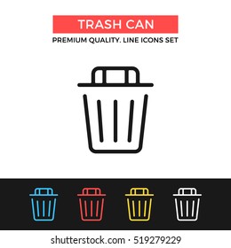 Vector trash can icon. Dustbin, recycle bin. Premium quality graphic design. Modern signs, outline symbols collection, simple thin line icons set for website, web design, mobile app, infographics