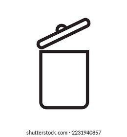 vector trash can icon with line style and black and white shape only