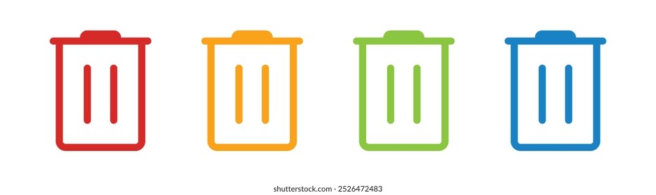 Vector Trash Can Icon In Multiple Color