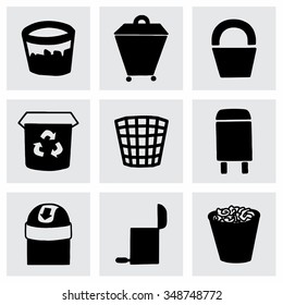 Vector Trash can icon set on grey background