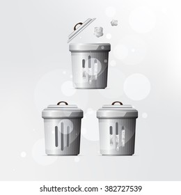 Vector trash can on grey background.