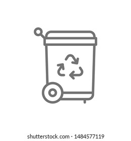 Vector trash can, recycling bin line icon.