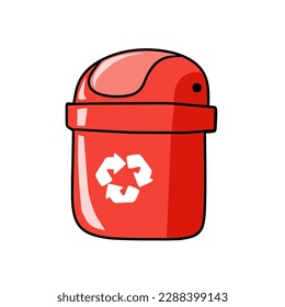 vector trash can in red color