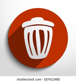 Vector trash can web flat icon in circle
