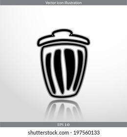 Vector trash can web flat icon in circle
