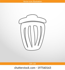 Vector trash can web flat icon in circle