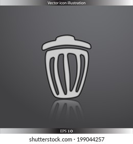 Vector trash can web flat icon in circle