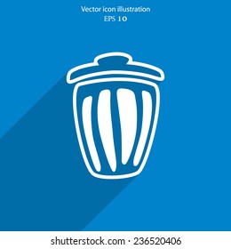 Vector trash can web flat icon. Eps 10 illustration.