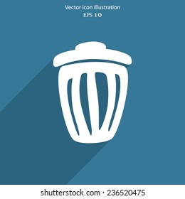 Vector trash can web flat icon. Eps 10 illustration.