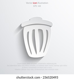 Vector trash can web flat icon. Eps 10 illustration.