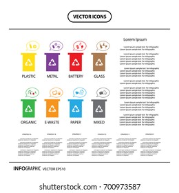 vector trash categories recycle  bin info graphic icon 