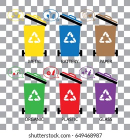 vector trash categories recycle garbage bin 