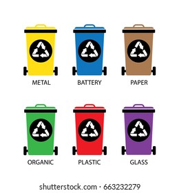 Vector Trash Categories Recycle Garbage Bin Stock Vector (Royalty Free ...