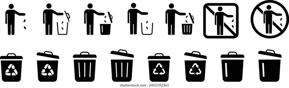 Vector Trash Disposal Pictogram Set