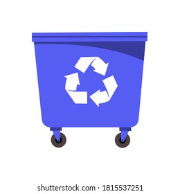 Vector trash dumpster. Flat vector illustration isolated on white background.