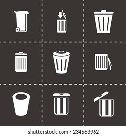 Vector trash icon set on black background