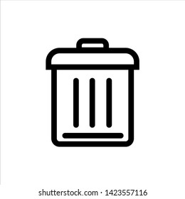 Vector trash outline web icon. delete cancel remove black symbol with flat line style icon for web site design, logo, app, UI isolated on white background
