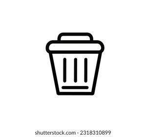 Vector trash outline web icon. black symbol of remove or delete with flat line style icon for web site design, logo, app, UI isolated on white background.