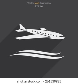 Vector travel airplane flat icon illustration.