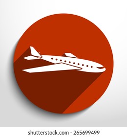 Vector travel airplane flat icon illustration.