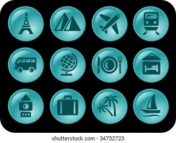 Vector: Travel aqua buttons