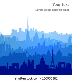 Vector Travel  background : silhouettes of the cities