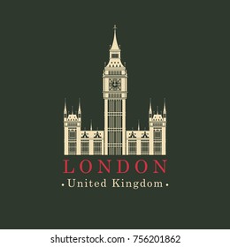 Vector travel banner. The Big Ben in London, Palace of Westminster, United Kingdom. UK landmark