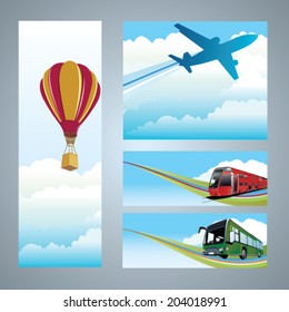 Vector travel banners on grey background