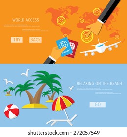 Vector travel and beach relax illustration.