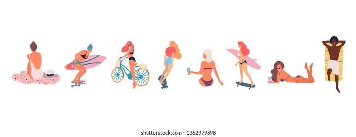 Vector travel big set. Summer flat illustration collection