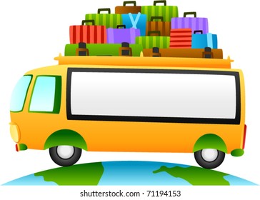 vector travel bus with sign