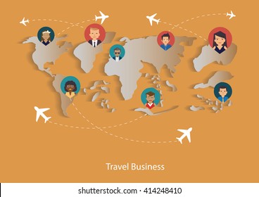 Vector Travel business, business team. Flat design.