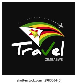 Vector travel company logo design - Country travel agency logo - Country Flag Travel and Tourism concept t shirt graphics - Travel Zimbabwe Symbol - vector illustration