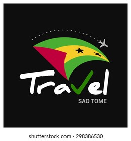 Vector travel company logo design - Country travel agency logo - Country Flag Travel and Tourism concept t shirt graphics - Travel Sao Tome and Principle Symbol - vector illustration