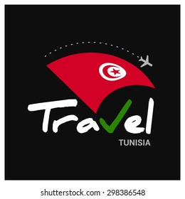 Vector travel company logo design - Country travel agency logo - Country Flag Travel and Tourism concept t shirt graphics - Travel Tunisia Symbol - vector illustration