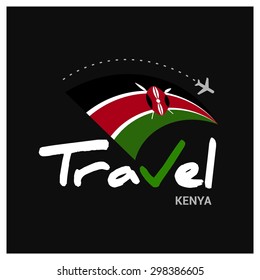 Vector travel company logo design - Country travel agency logo - Country Flag Travel and Tourism concept t shirt graphics - Travel Kenya Symbol - vector illustration