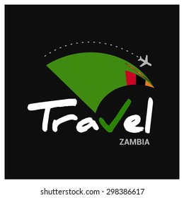 Vector travel company logo design - Country travel agency logo - Country Flag Travel and Tourism concept t shirt graphics - Travel Zambia Symbol - vector illustration