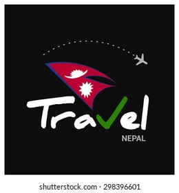 Vector travel company logo design - Country travel agency logo - Country Flag Travel and Tourism concept t shirt graphics - Travel Nepal Symbol - vector illustration