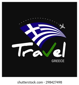 Vector travel company logo design - Country travel agency logo - Country Flag Travel and Tourism concept t shirt graphics - Travel Greece Symbol - vector illustration