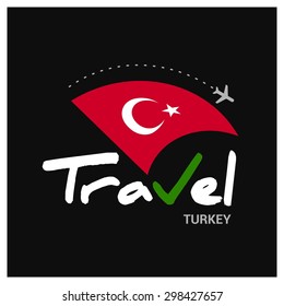 Vector travel company logo design - Country travel agency logo - Country Flag Travel and Tourism concept t shirt graphics - Travel Turkey Symbol - vector illustration