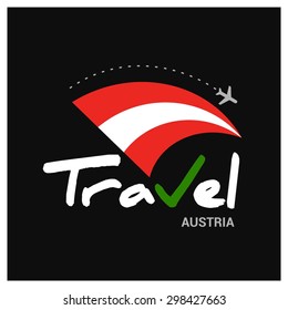 Vector travel company logo design - Country travel agency logo - Country Flag Travel and Tourism concept t shirt graphics - Travel Austria Symbol - vector illustration