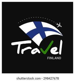 Vector travel company logo design - Country travel agency logo - Country Flag Travel and Tourism concept t shirt graphics - Travel Finland Symbol - vector illustration
