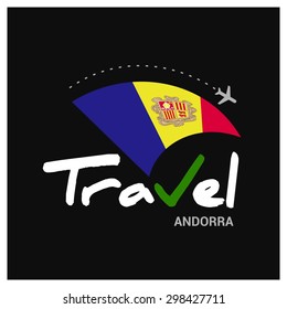 Vector travel company logo design - Country travel agency logo - Country Flag Travel and Tourism concept t shirt graphics - Travel Andorra Symbol - vector illustration