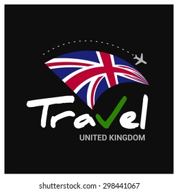 Vector travel company logo design - Country travel agency logo - Country Flag Travel and Tourism concept t shirt graphics - Travel UK Symbol - vector illustration