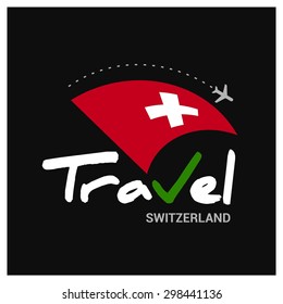 Vector travel company logo design - Country travel agency logo - Country Flag Travel and Tourism concept t shirt graphics - Travel Switzerland Symbol - vector illustration