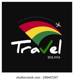 Vector travel company logo design - Country travel agency logo - Country Flag Travel and Tourism concept t shirt graphics - Travel Bolivia Symbol - vector illustration