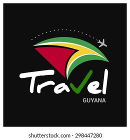 Vector travel company logo design - Country travel agency logo - Country Flag Travel and Tourism concept t shirt graphics - Travel Guyana Symbol - vector illustration