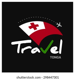 Vector travel company logo design - Country travel agency logo - Country Flag Travel and Tourism concept t shirt graphics - Travel Tonga Symbol - vector illustration